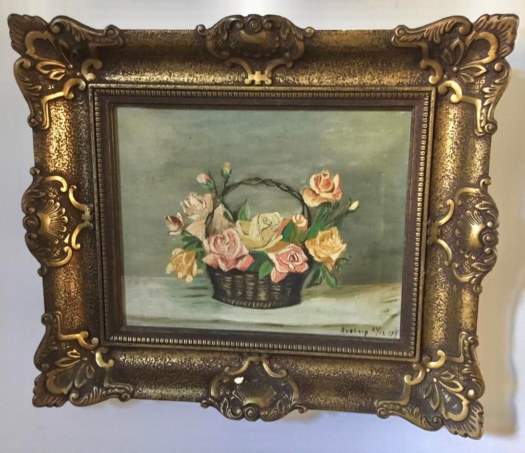 ANTIEK GESIGNEERD SCHILDERIJ MET PRACHTIGE LIJST, Antiek en Kunst, Kunst | Schilderijen | Klassiek, Ophalen of Verzenden
