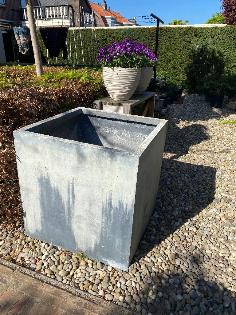 Grootte plantenbak vierkant 75x75x75 cm fiberclay, Tuin en Terras, Bloembakken en Plantenbakken, Ophalen, Vierkant, Zo goed als nieuw