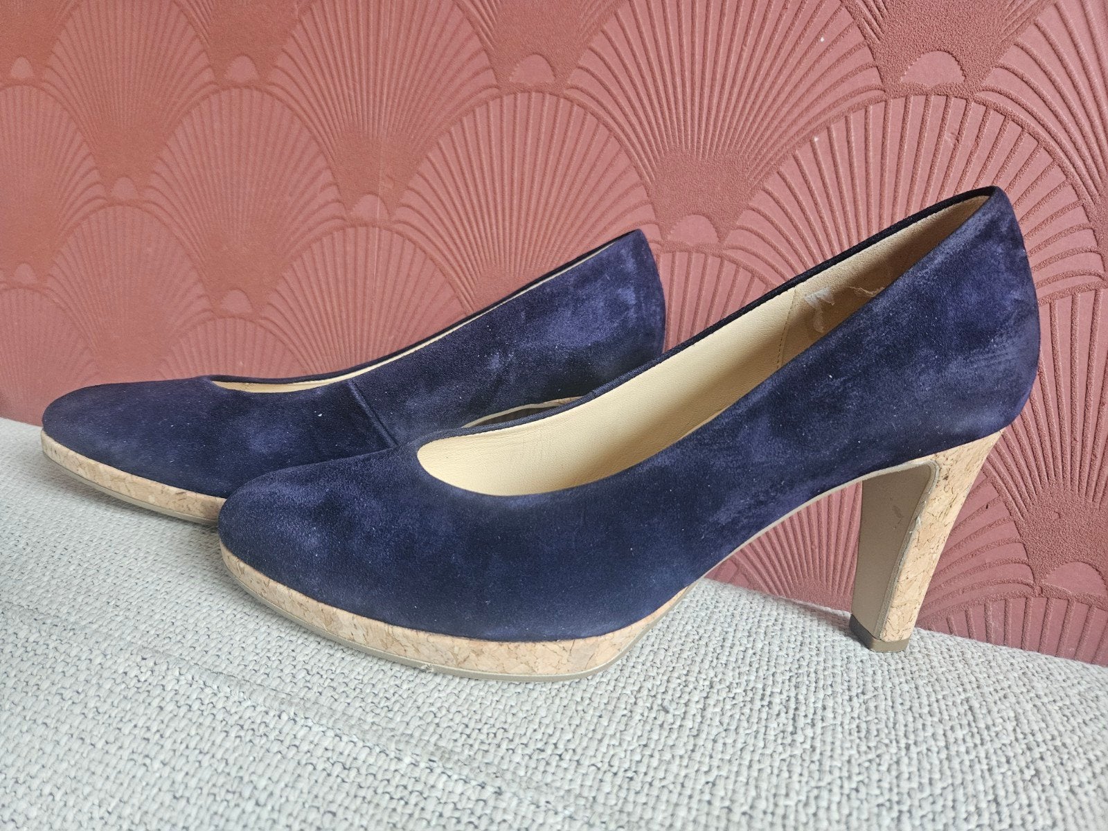 Gabor suède pumps met kurk hak - Maat 39,5, Ophalen, Pumps, Blauw, Gabor