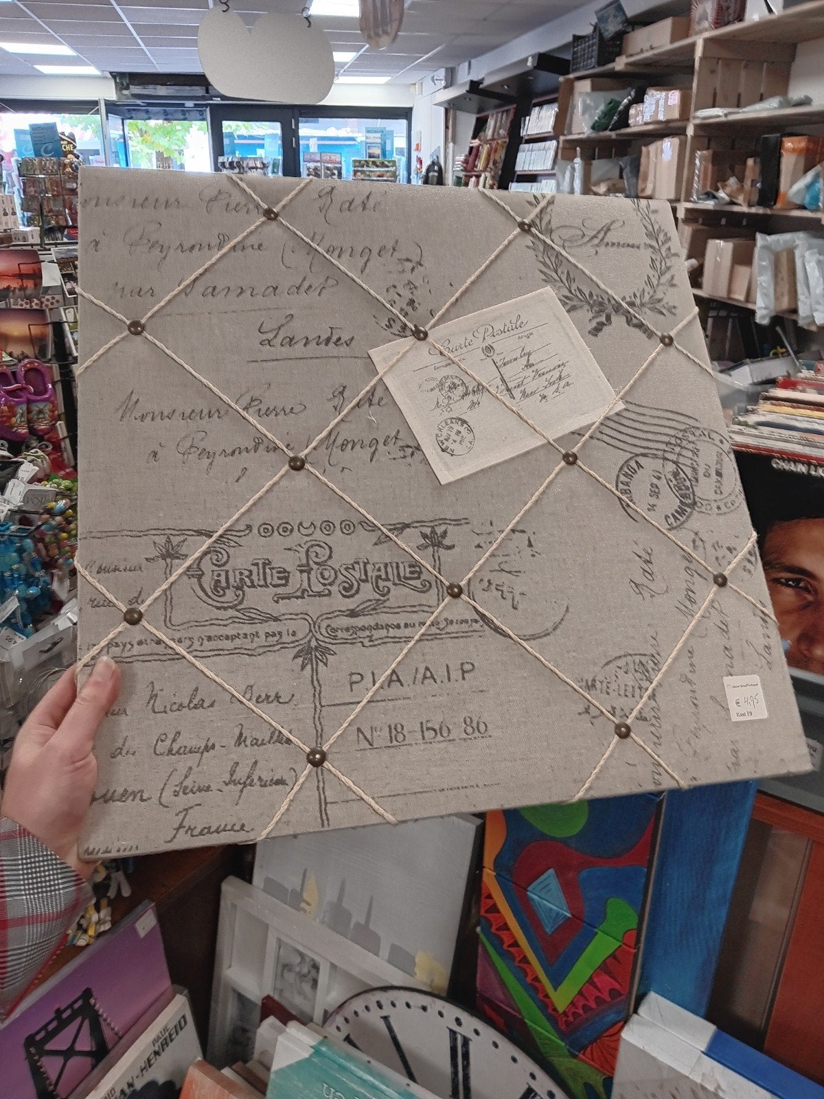 Decoratief prikbord met vintage postkaart design, Vintage, Beige, Onbekend, Ophalen of Verzenden