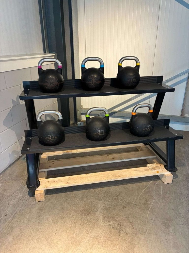 Kettlebell Rack + Hammer Strength Kettlebells, Sport en Fitness, Gebruikt, Overige typen, Niet ingevuld, Niet ingevuld