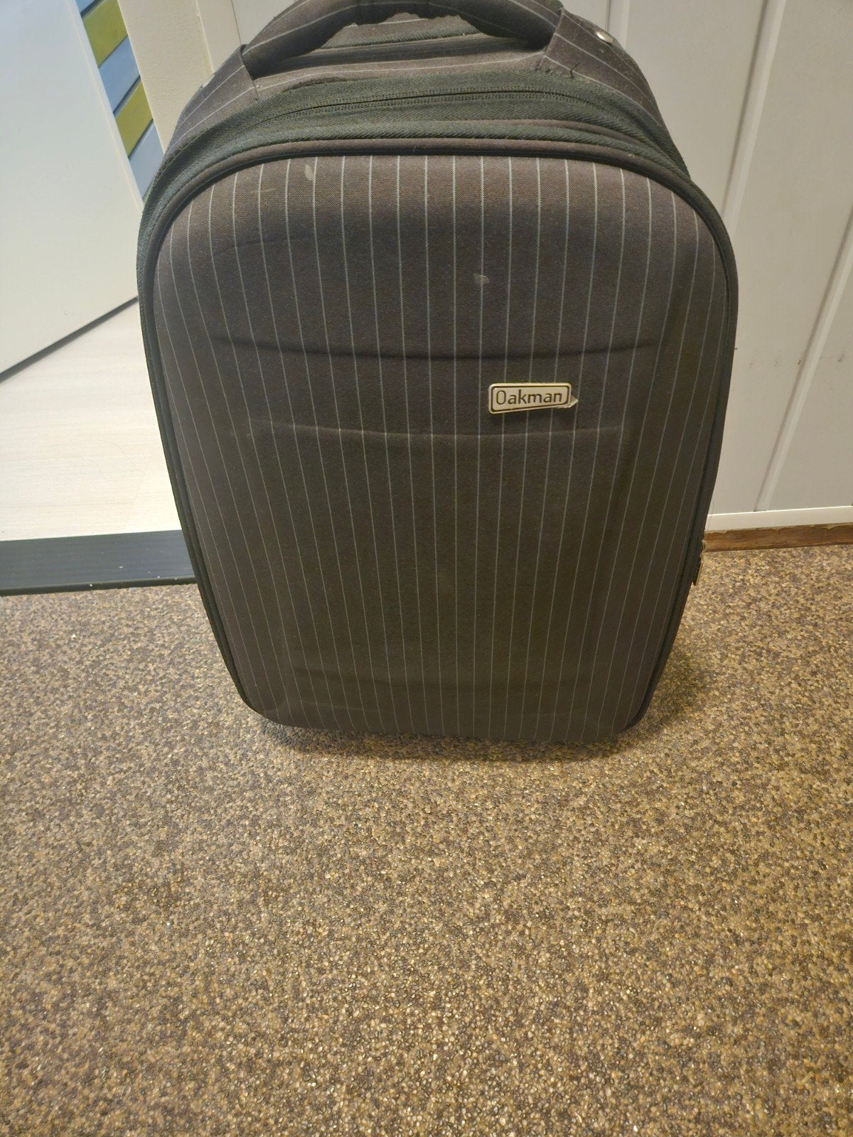 Oakman Koffer/trolley - Zwart met streepjes, met wieltjes, Ophalen, Gebruikt, 20 tot 30 cm, Zwart