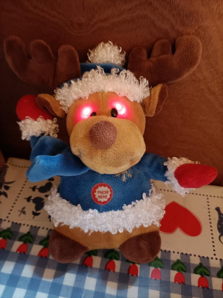 Rendier knuffel met lichtjes en liedje Wish merry Christmas, Kinderen en Baby's, Speelgoed | Knuffels en Pluche, Ophalen of Verzenden