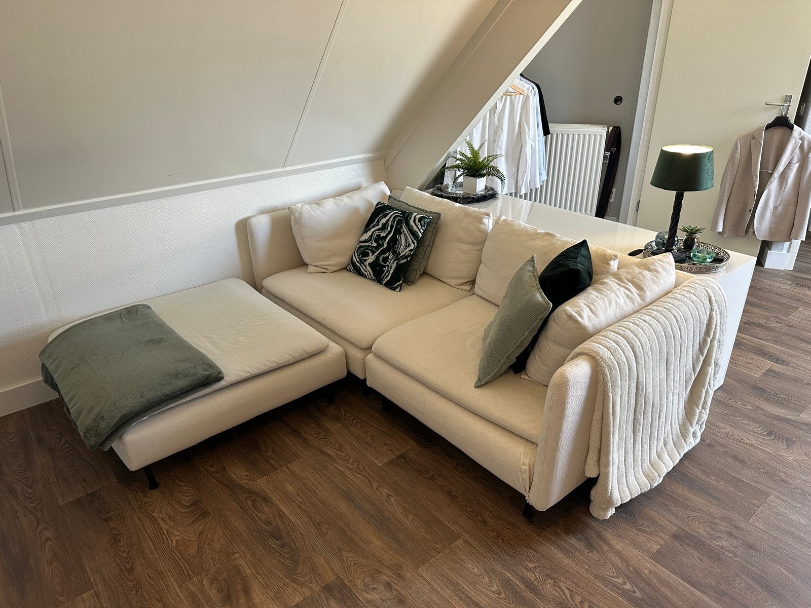 IKEA SÖDERHAMN bank met hocker, Ophalen, 125 tot 150 cm, Hoekbank, Zo goed als nieuw