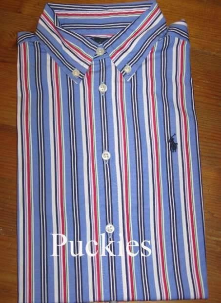 Blauw gestreept Ralph Lauren overhemd mt 152/158 Nw (9501) a, Overhemd of Blouse, Nieuw, Ophalen of Verzenden, Jongen