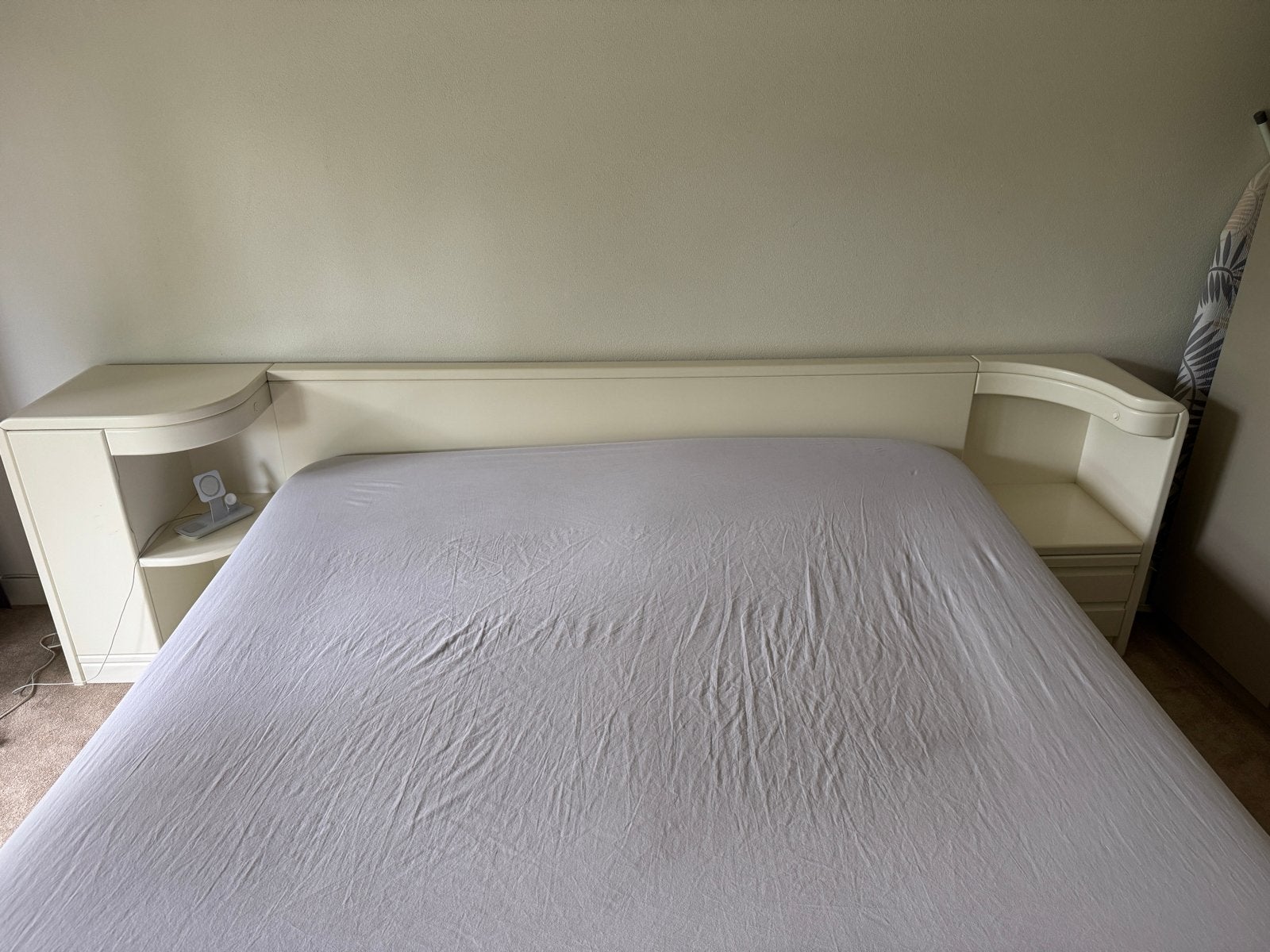 Auping Retro Achterwand met Kastjes - Zeer Goede Staat, Ophalen, Beige, Tweepersoons, Zo goed als nieuw
