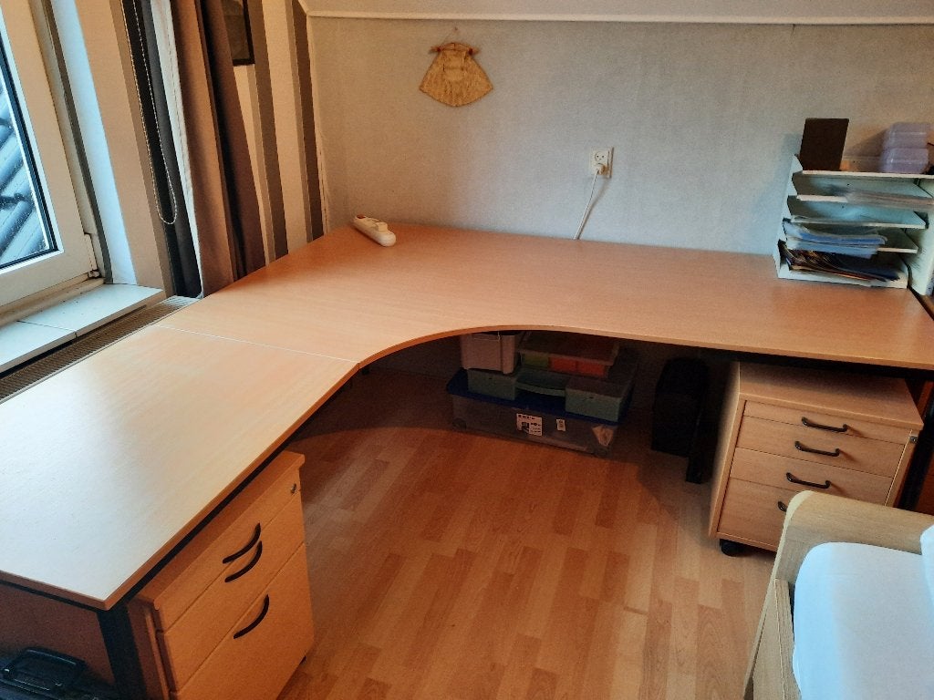 Hoekbureau met ladeblokken - Ruim en praktisch, Ophalen, 182 cm, Gebruikt, 180 cm