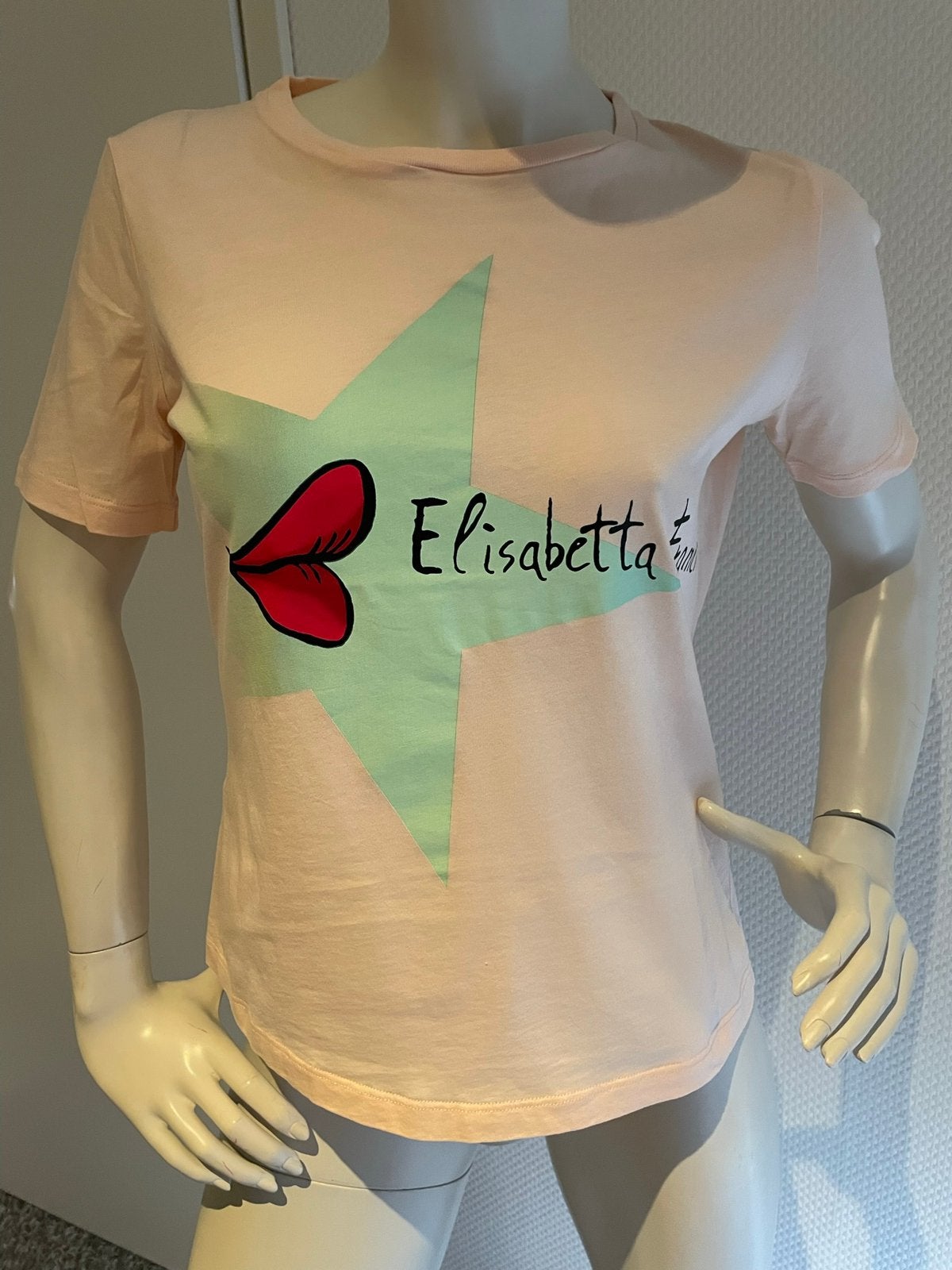 Elisabetta franchi shirt met leuke print maat it 40 nl 36, ., Ophalen of Verzenden, Zo goed als nieuw, Korte mouw