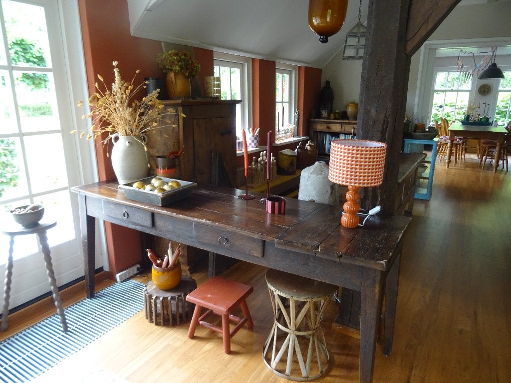 smalle Franse antieke tafel - sidetable met 2 lades, Ophalen
