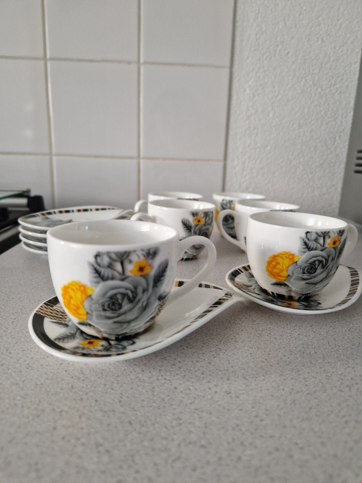 6x kleine koffie kopjes set, Ophalen of Verzenden, Overige stijlen, Kop(pen) en/of Schotel(s)