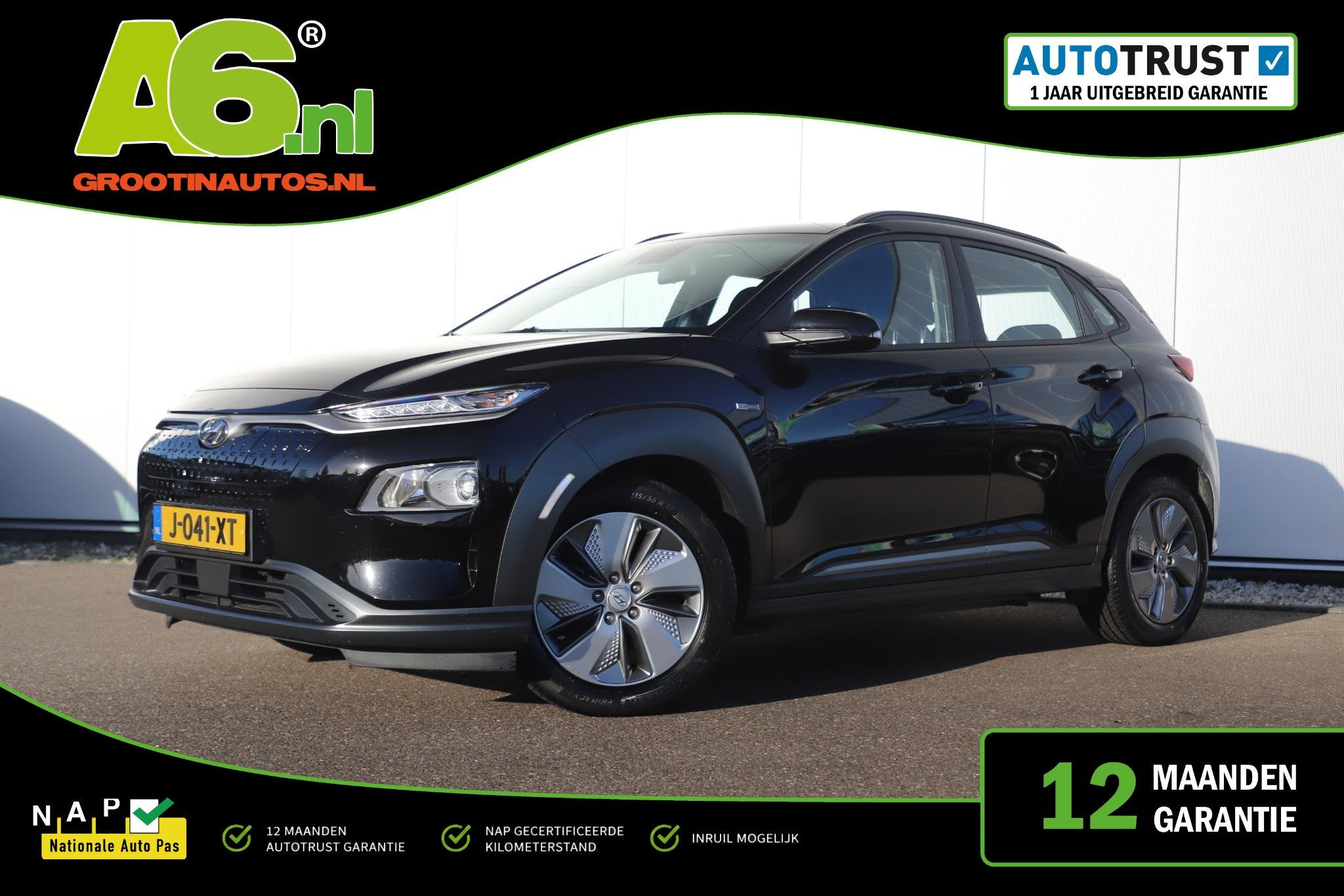 Hyundai Kona EV Comfort 64 kWh Automaat Hoge Instap Navigati, Gebruikt, Met garantie (alle), Zwart, Origineel Nederlands