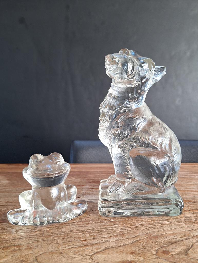 vintage glazen Goebel dieren-figuren schnautser hond kikker, Ophalen of Verzenden