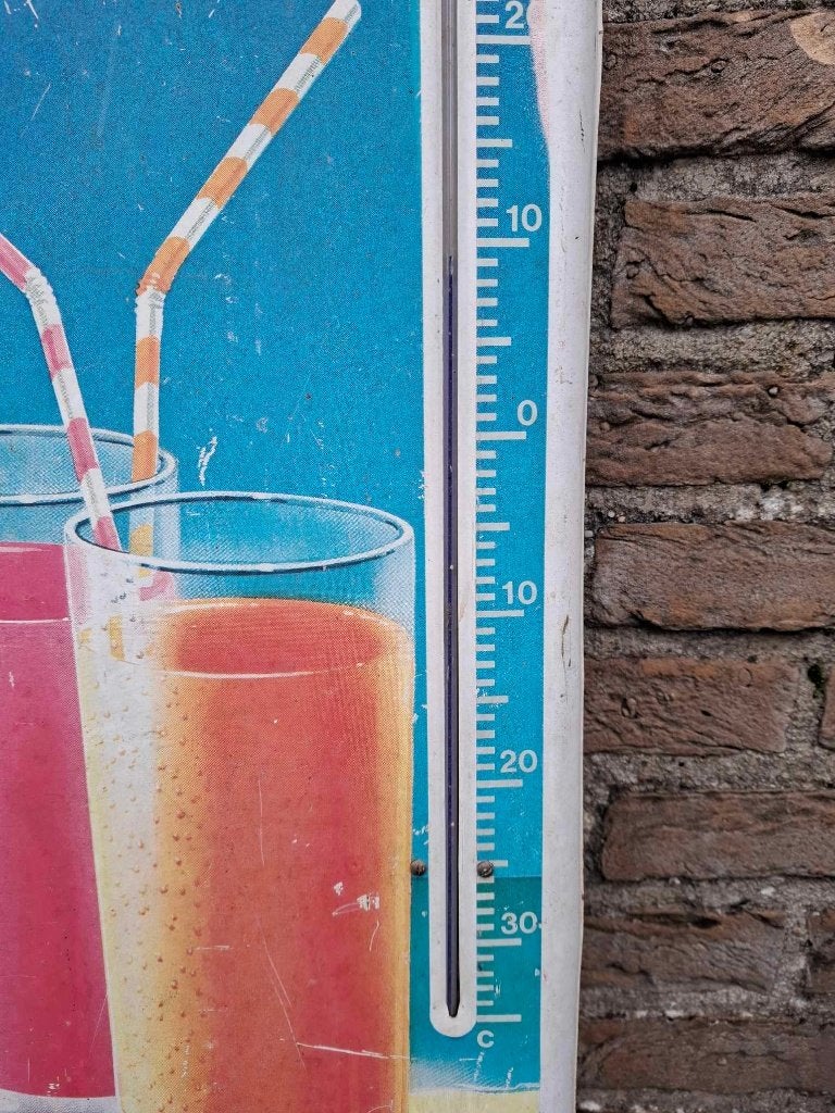 Prachtige oude publicitaire thermometer Surf, Ophalen of Verzenden, Zo goed als nieuw, Reclamebord