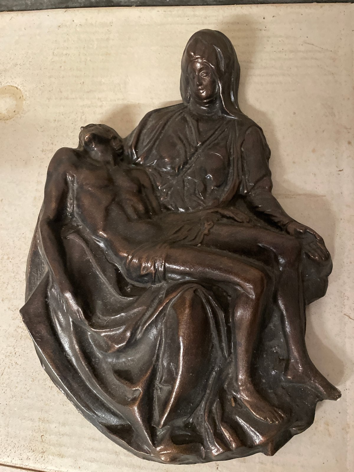 Bronskleurig Piëta Beeld - Klassieke Religieuze Kunst, Ophalen, 20 - 50 cm, Beeld, Bruin