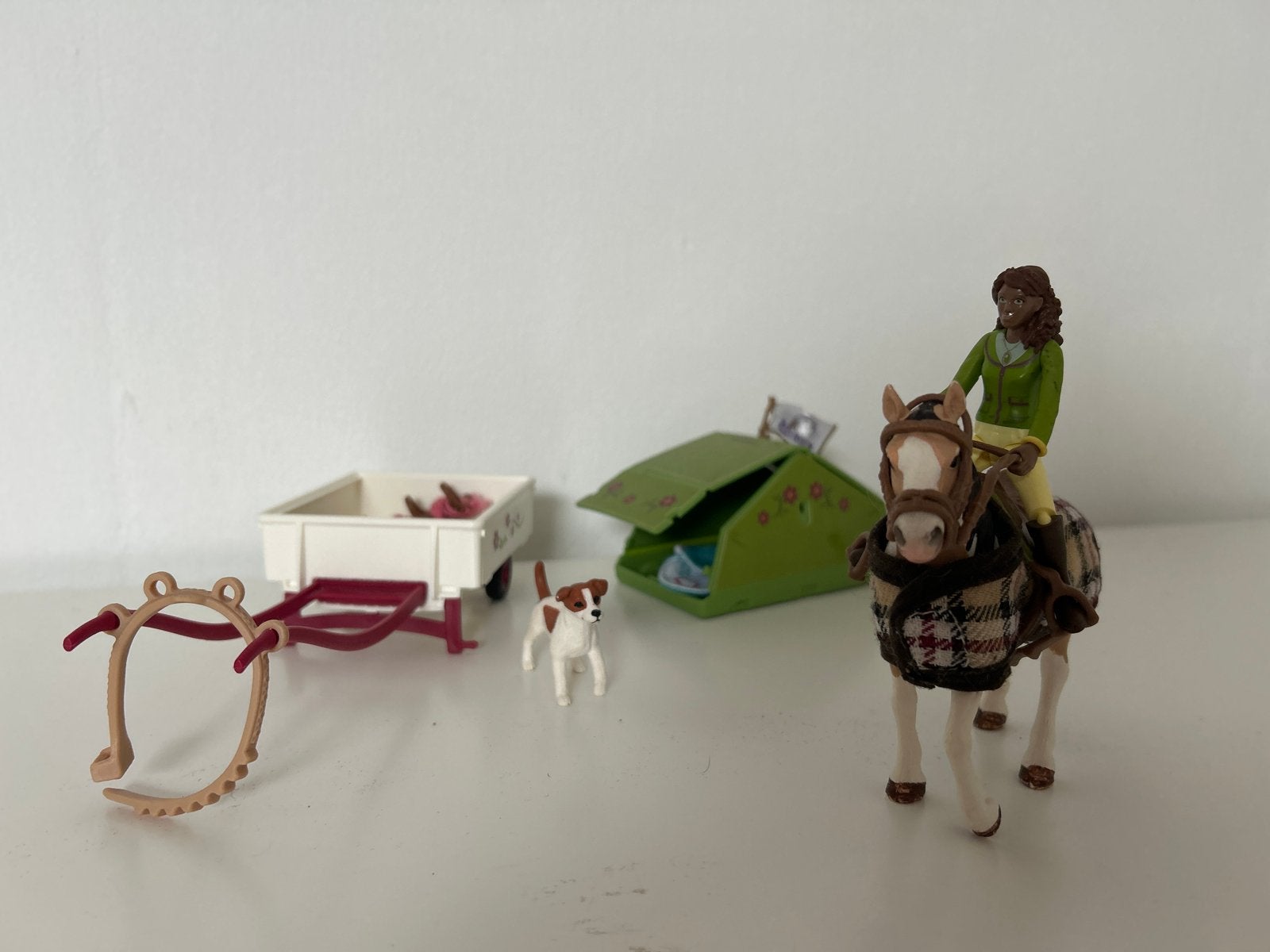 Schleich paardenset met ruiter, hond en kar, Ophalen of Verzenden, Gebruikt, Jongen of Meisje