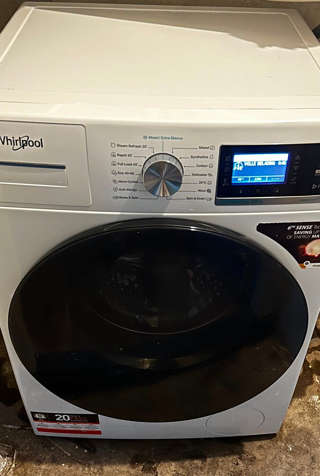 Whirlpool Supreme Silence Wasmachine 8kg, Ophalen, 1200 tot 1600 toeren, 8 tot 10 kg, Zo goed als nieuw