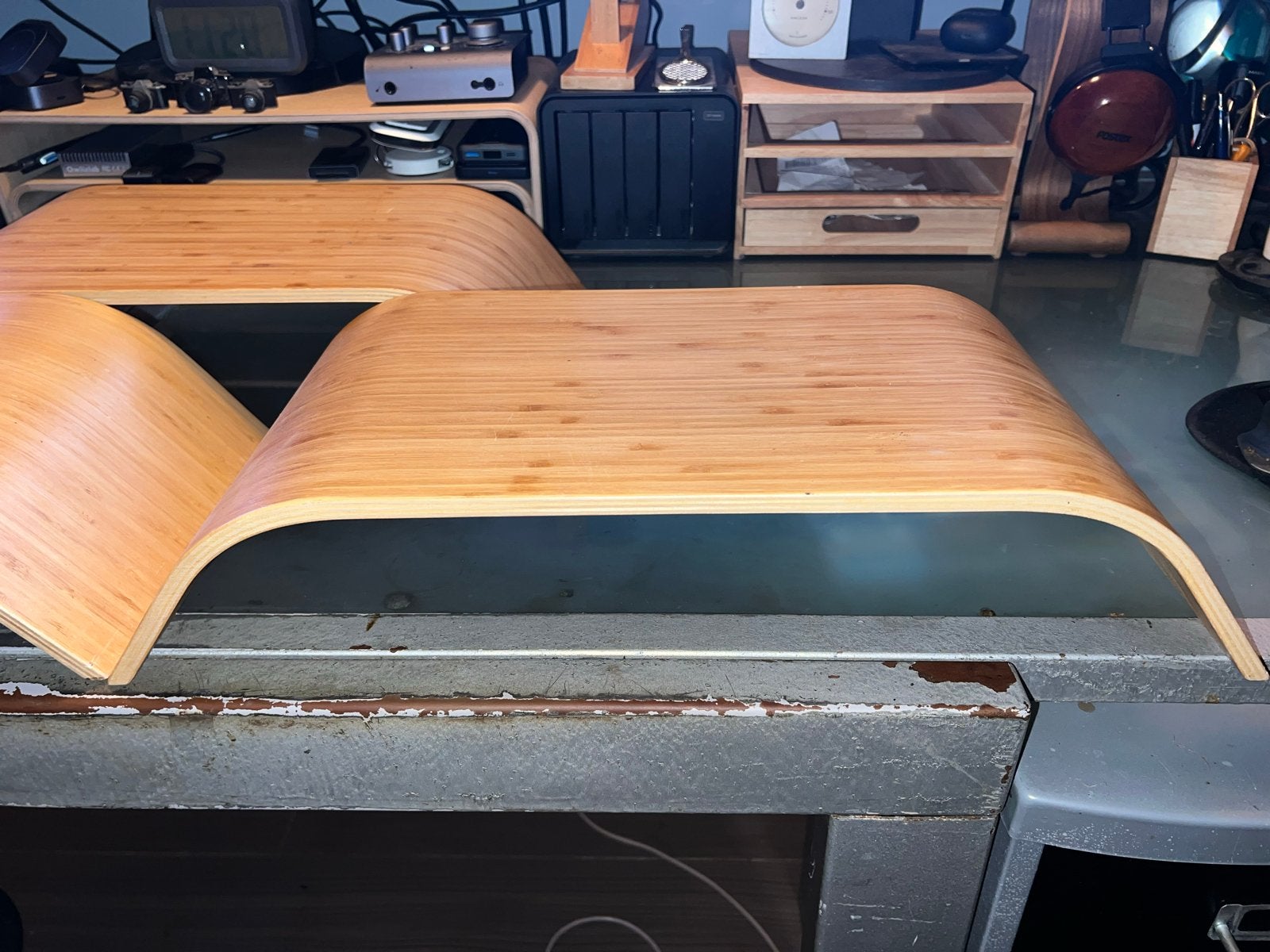 IKEA Sigfinn monitorstandaard bamboe (3 stuks), Ophalen, Gebruikt