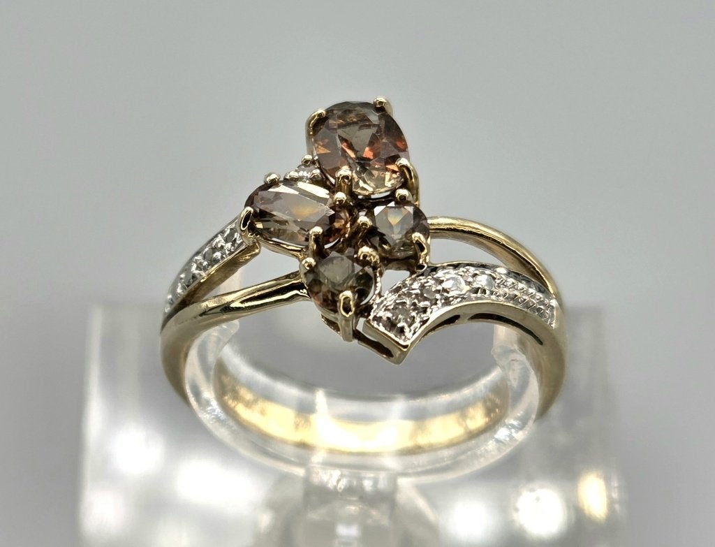 Gouden Vintage ring edelsteen topaas en diamant. 2026/691, Overige kleuren, ., Ophalen of Verzenden, Zo goed als nieuw