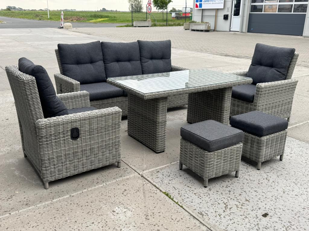 Prachtige verstelbare diningset zgan, Tuin en Terras, Tuinsets en Loungesets, Ophalen of Verzenden, Zo goed als nieuw, Wicker