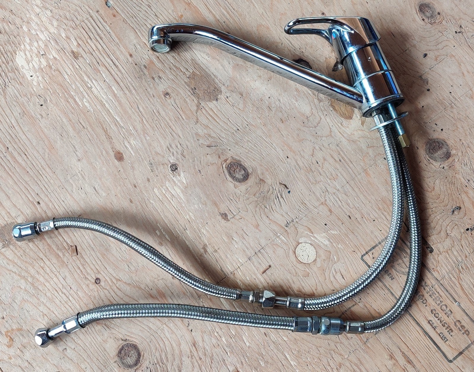 Gebruikte chromen keukenmengkraan met flexibele slangen., Ophalen, Gebruikt, Chroom, Kraan