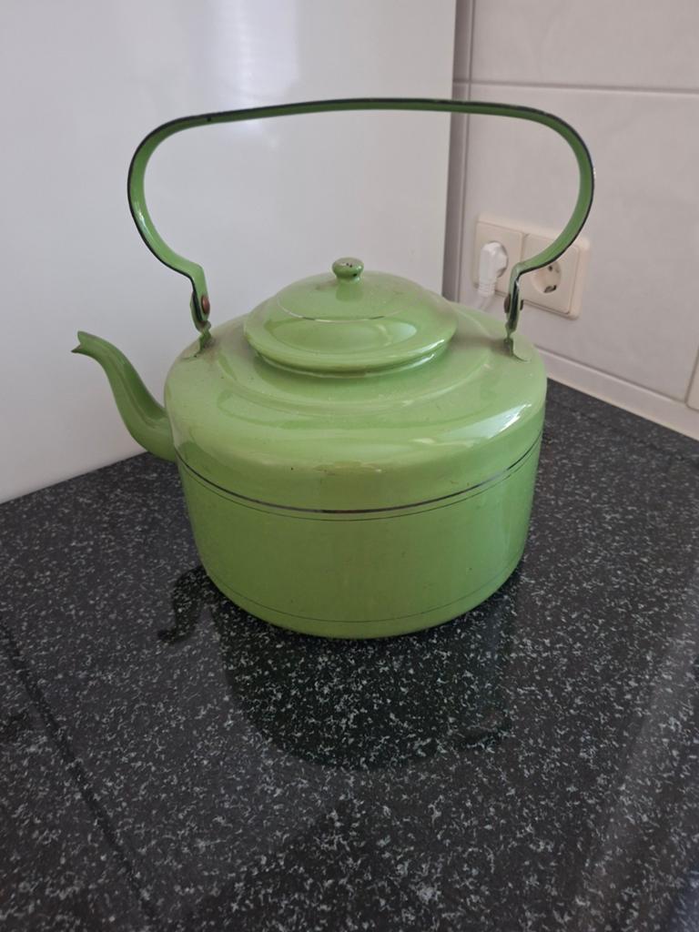 Mooie groene emaille ketel - nog bruikbaar, Ophalen of Verzenden, Gebruikt, Overige materialen, Overige typen