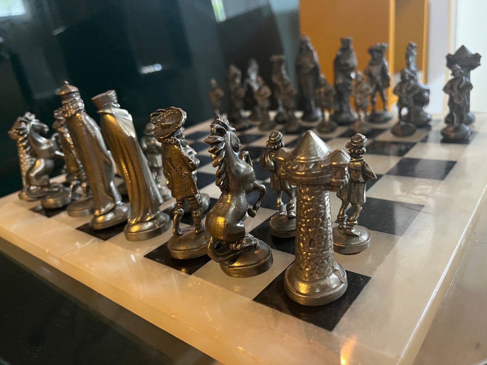 Schaakspel Middeleeuwen Massief Tin, Antiek en Kunst, Ophalen of Verzenden
