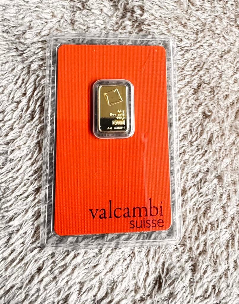 2,5 gr Valcambi Suisse baartje, Postzegels en Munten, Edelmetalen en Baren, Verzenden, Goud