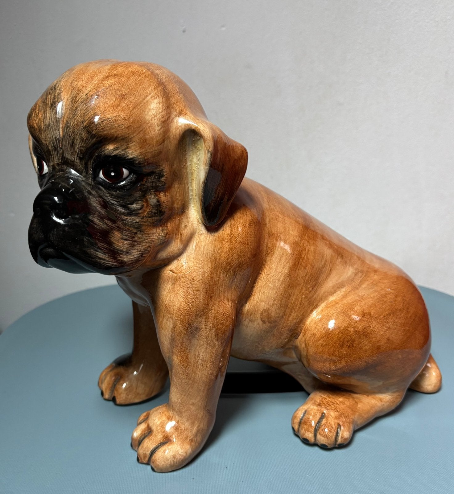 Vintage keramiek beeldje boxer hond made in Italy, Ophalen of Verzenden, Zo goed als nieuw, Dier