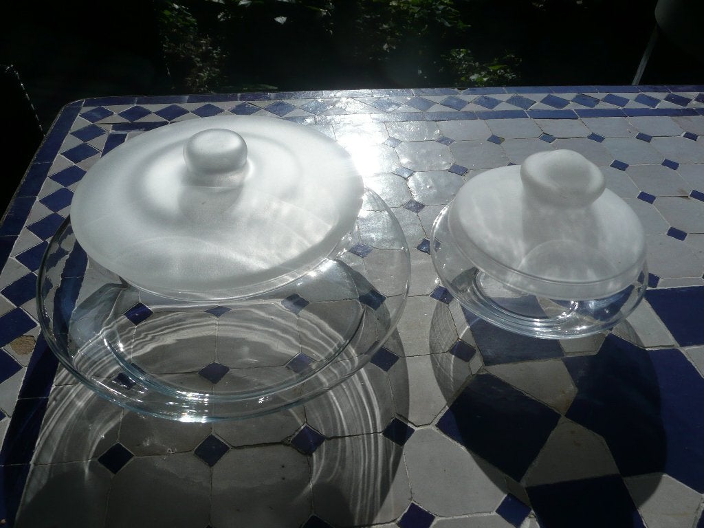 Leerdam glas koektrommel en bonbonschaaltje, Ophalen