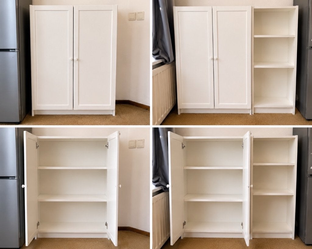 2 x IKEA BILLY boekenkast met OXBERG deuren & open schappen, Ophalen, Gebruikt, 100 tot 150 cm, 50 tot 100 cm