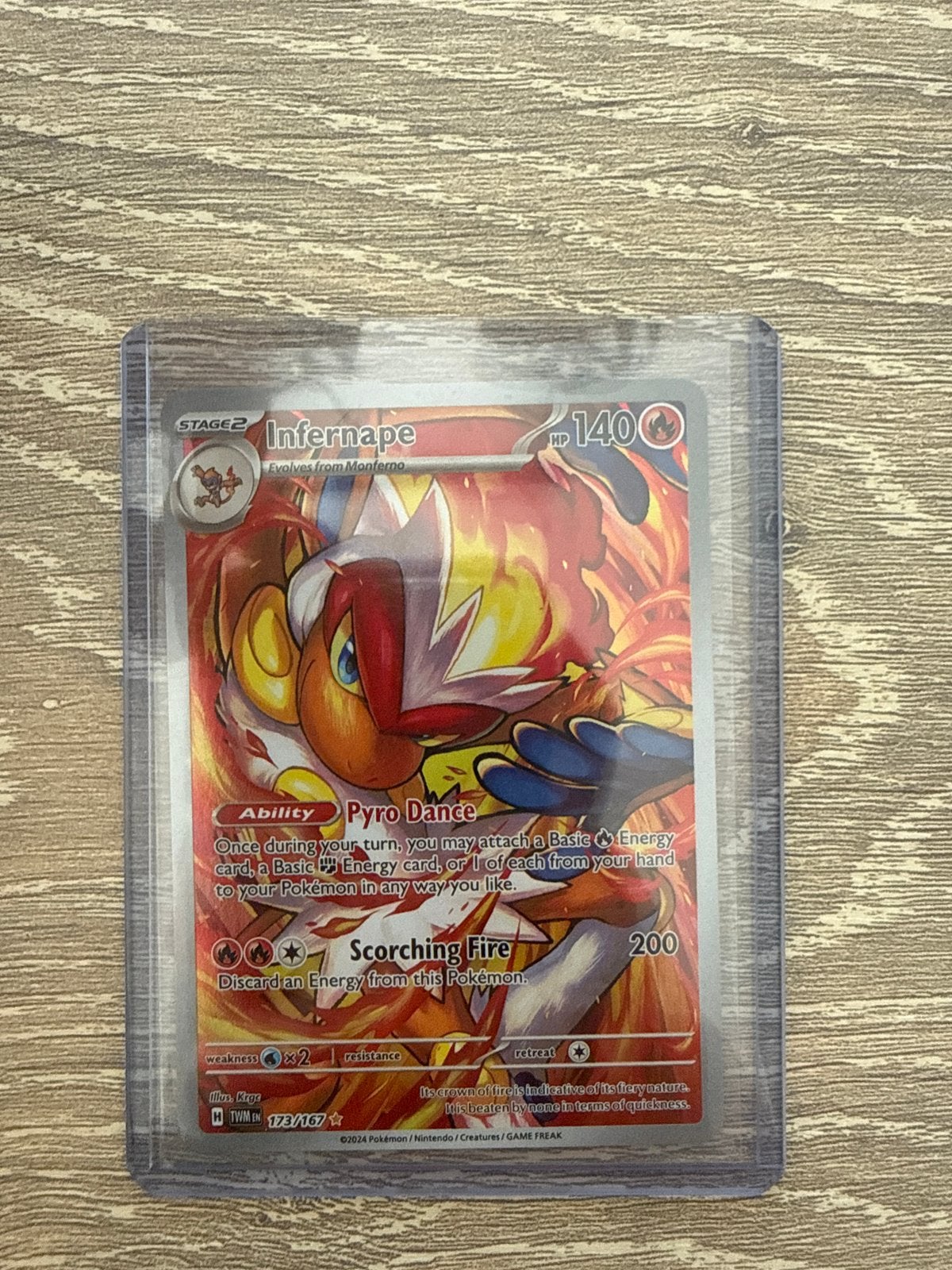 Infernape 173/167 Full Art Pokémon Kaart, Ophalen of Verzenden, Zo goed als nieuw, Losse kaart, Foil