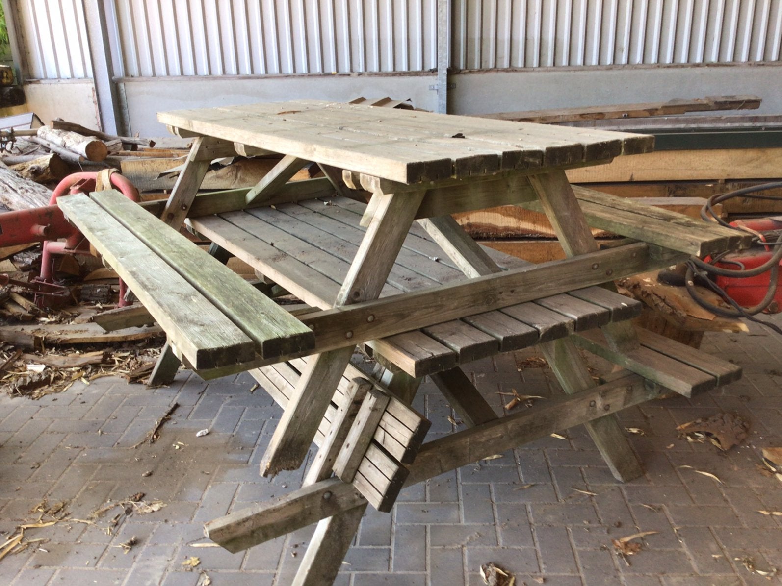 Picknick tafel, Ophalen, Gebruikt, Rechthoekig, Hout