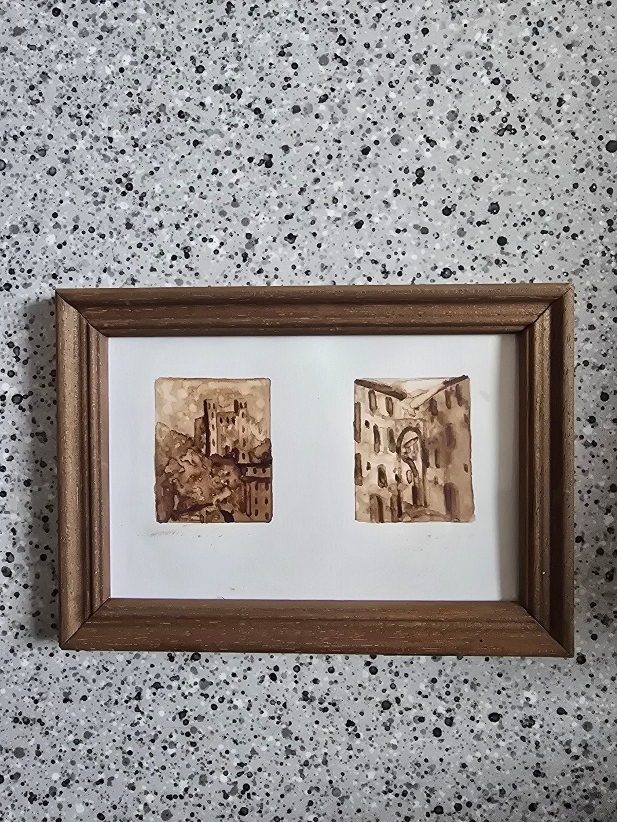 Ingelijste koffieschilderijen Bordighera Italië 2001, Ophalen of Verzenden
