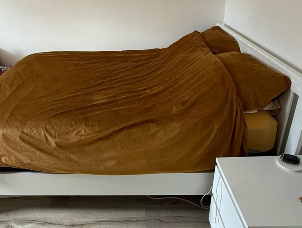 IKEA bed wit 140x200 incl. lattenbodem, Ophalen, Gebruikt, Wit, Tweepersoons