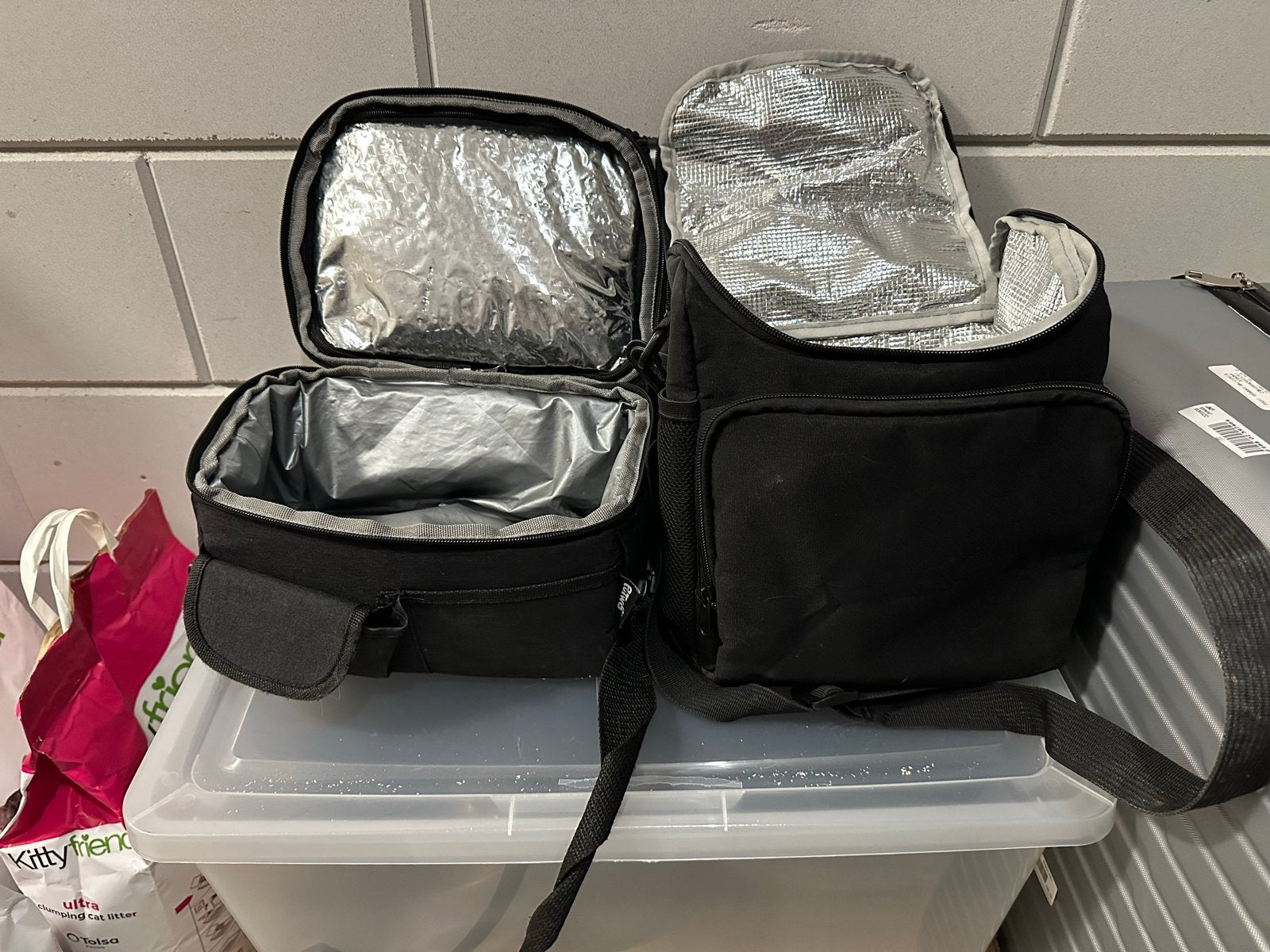 Set van 2 zwarte koeltassen, ideaal voor lunch/picknick, Ophalen, Gebruikt, Zonder inhoud