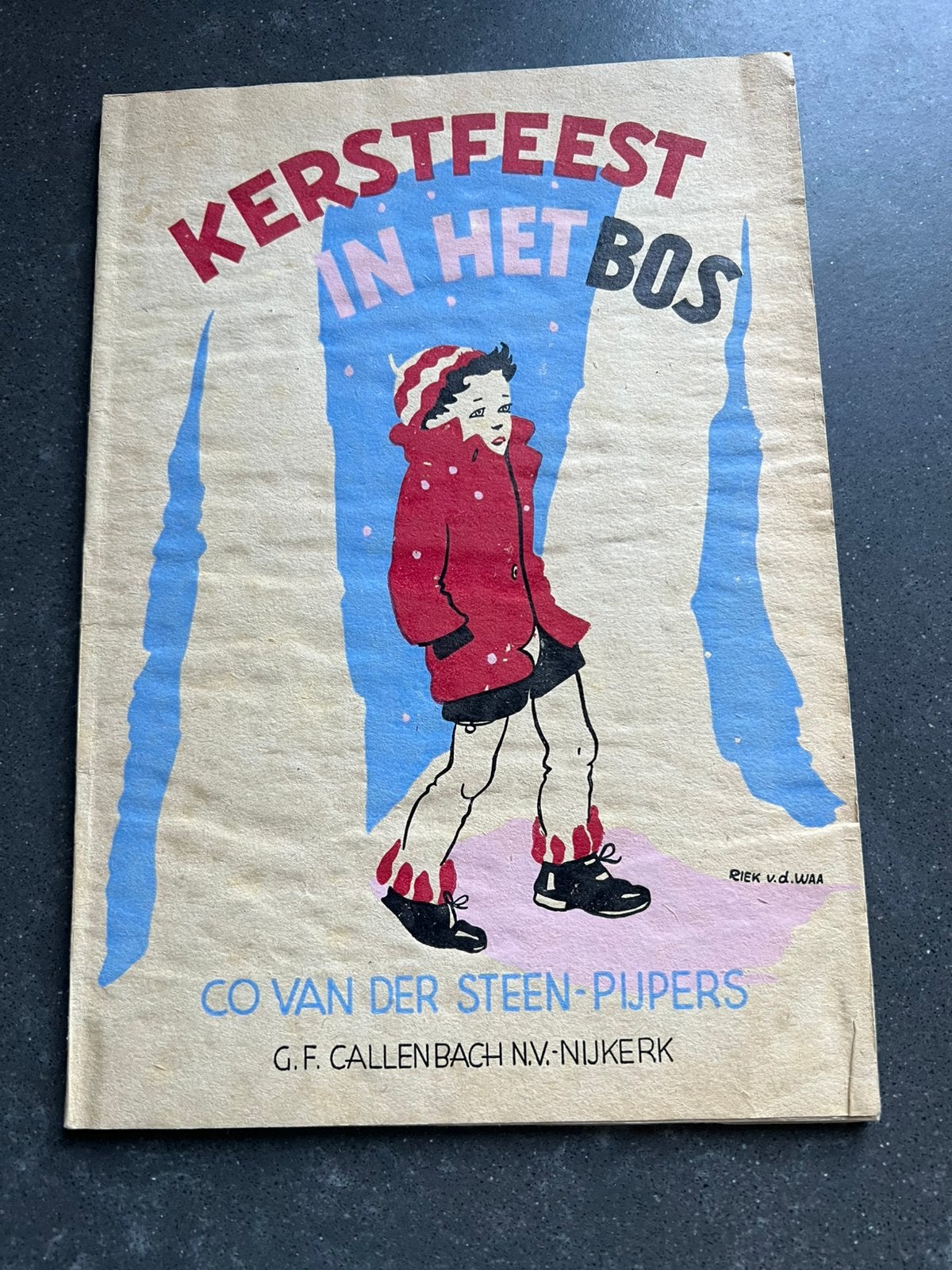 Kerstfeest in het  bos door Co van der Steen Pijpers, Antiek en Kunst, Ophalen of Verzenden