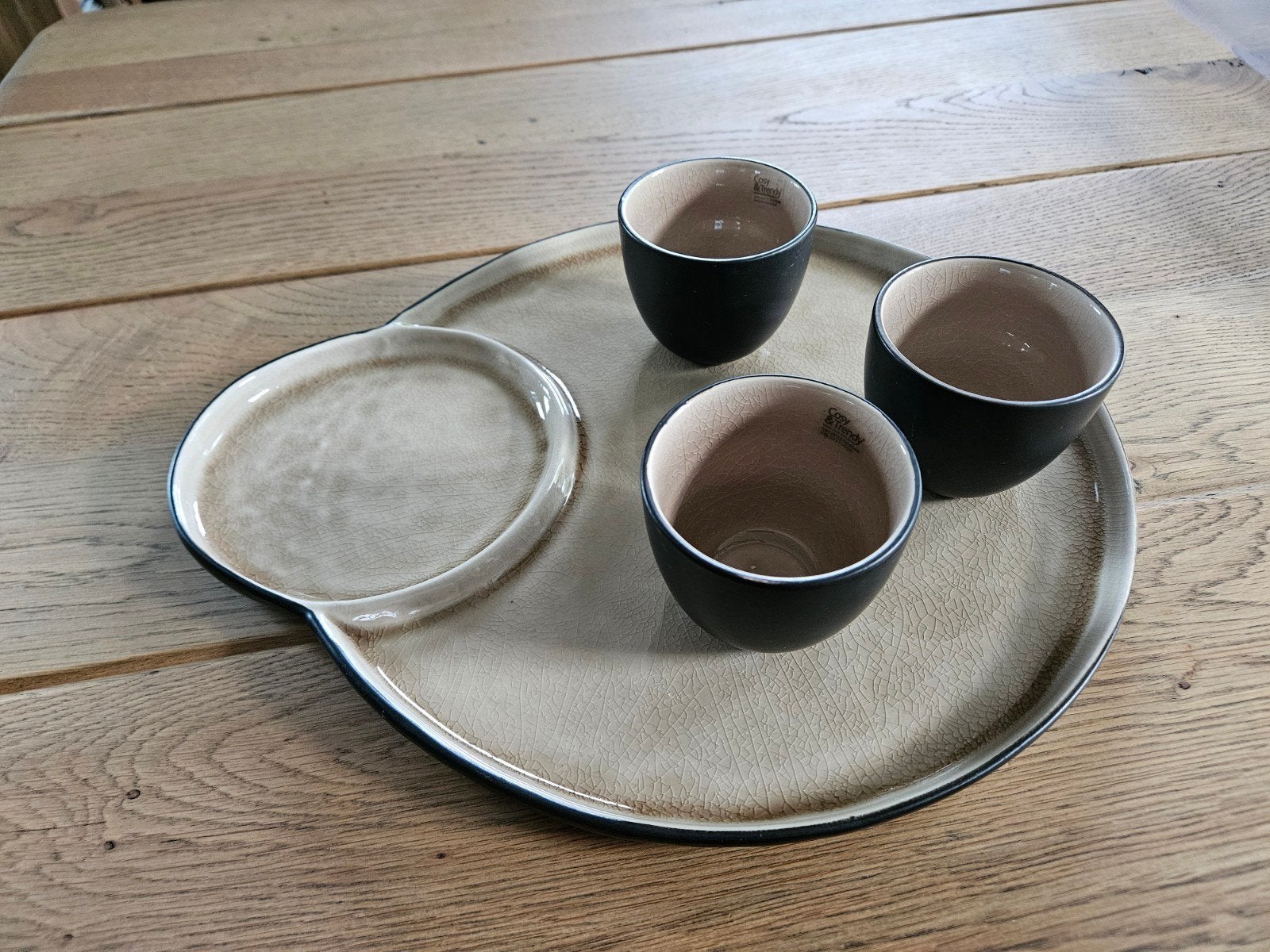 Cosy & Trendy Stoneware Dienblad met 3 Kommetjes, Huis en Inrichting, Keuken | Servies, Overige merken, Ophalen of Verzenden, Zo goed als nieuw