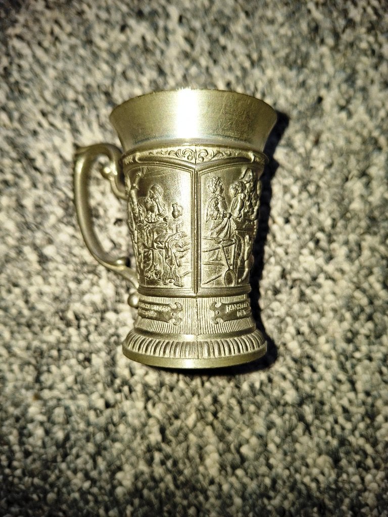 Te koop Tinnen beker met handvat, Ophalen of Verzenden