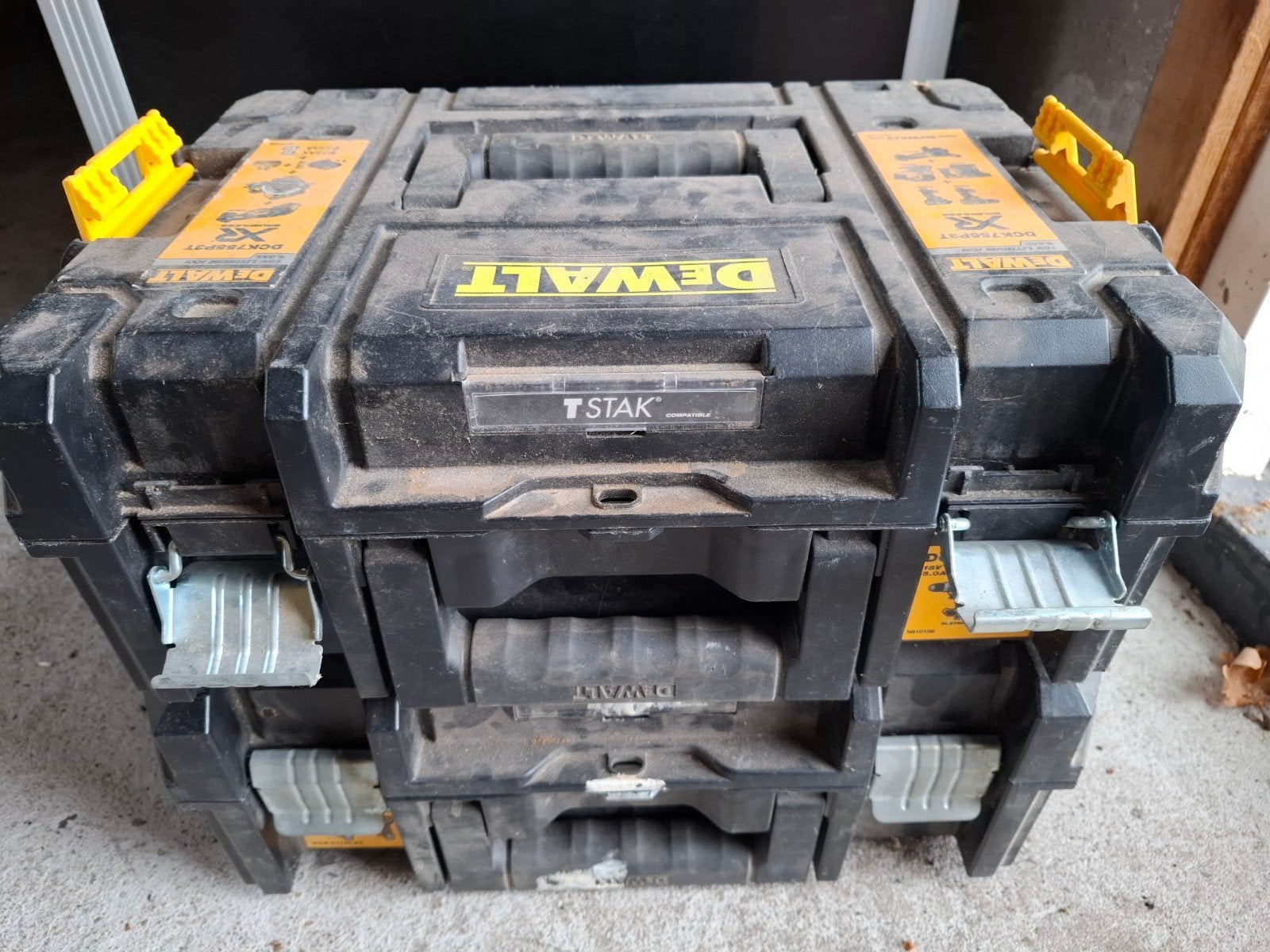2 sterke lege DeWalt TSTAK koffers, Ophalen of Verzenden, Gebruikt