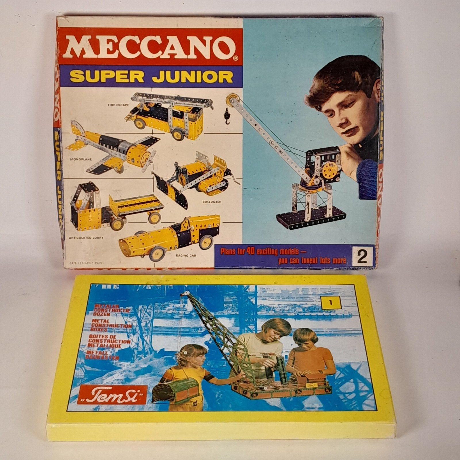 Temsi 1 + Meccano Super Junior - losse onderdelen + dozen, Ophalen of Verzenden, Gebruikt