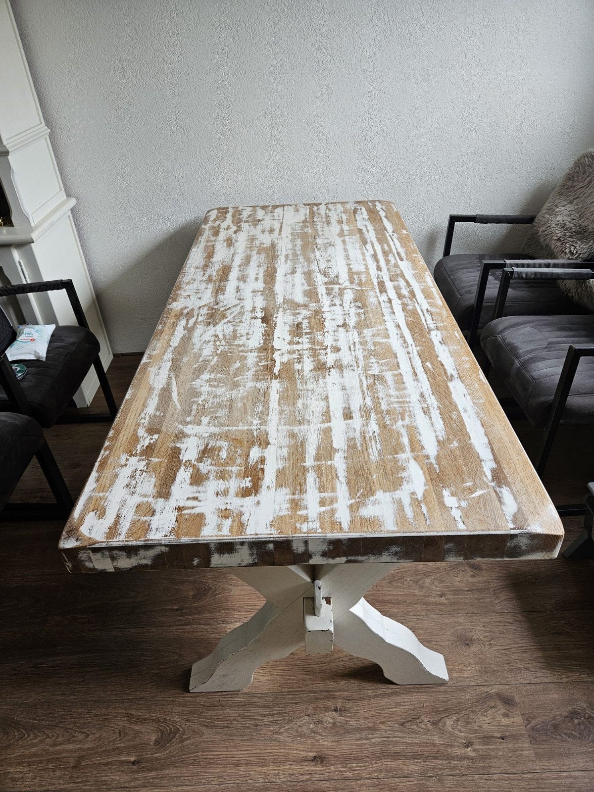 Robuuste eikenhouten eettafel 180x80x75, Huis en Inrichting, Ophalen, Gebruikt, Eikenhout, 50 tot 100 cm