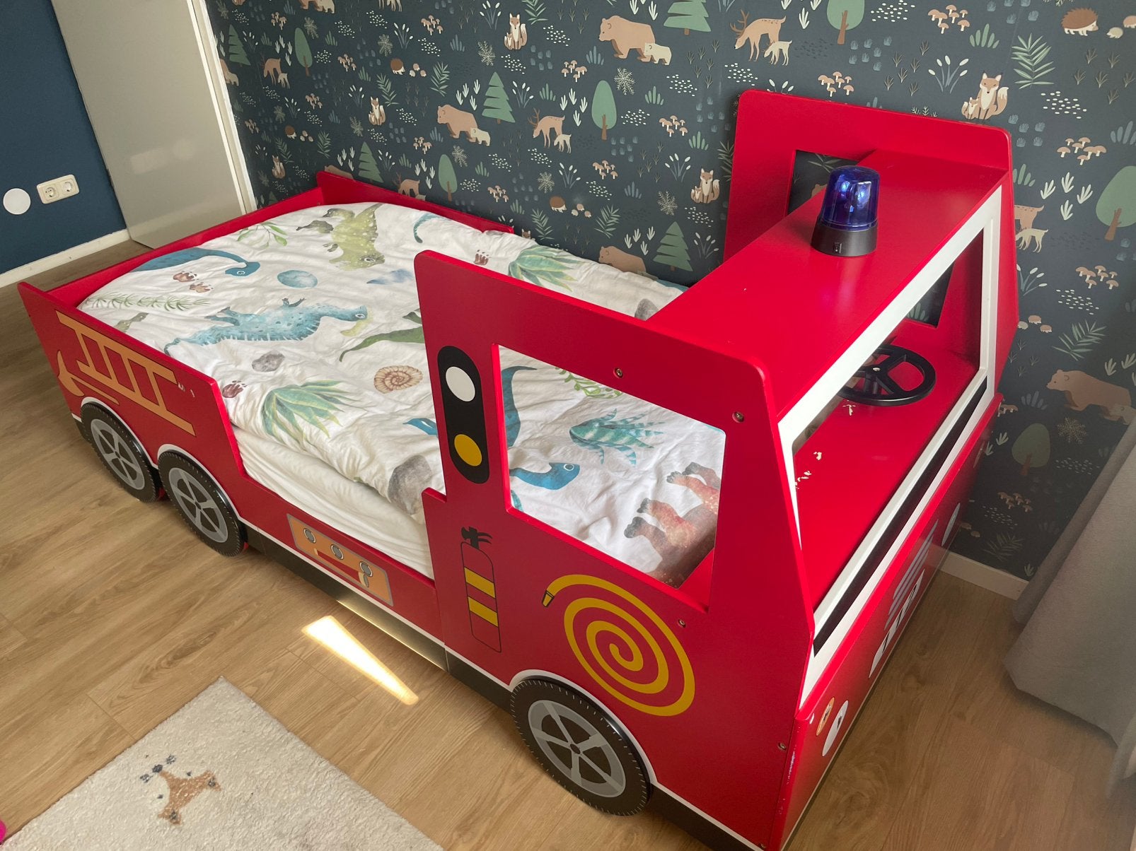 Brandweerbed kind, Kinderen en Baby's, Kinderkamer | Bedden, Ophalen, 85 tot 100 cm, Gebruikt, Matras