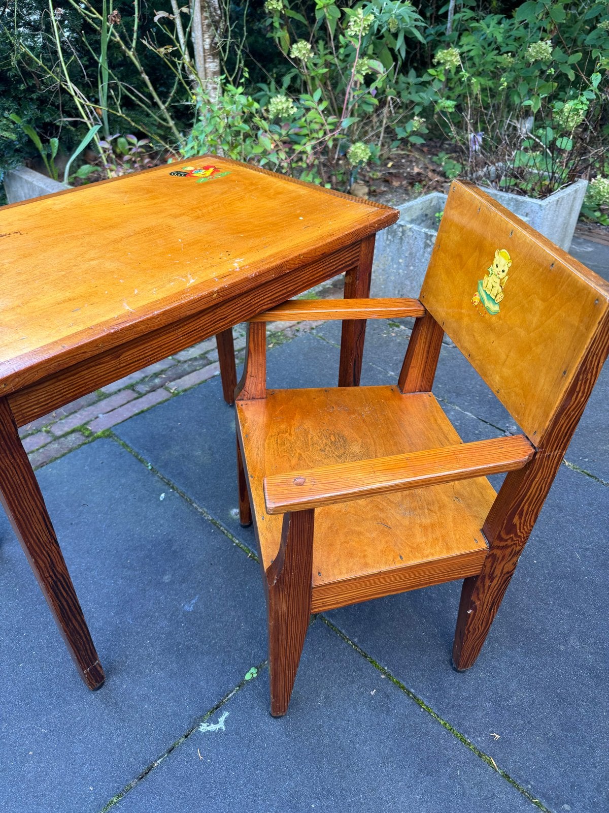 Vintage kinderbureau met stoel in goede staat, Ophalen, Gebruikt, Tafel(s) en Stoel(en)