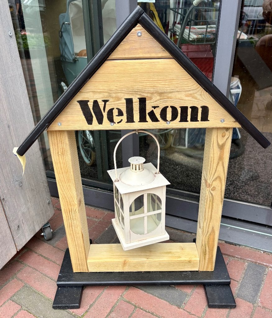Houten welkomststandaard- plantenhanger - handgemaakt(75x50), 50 cm, Overige typen, Nieuw, Ophalen of Verzenden