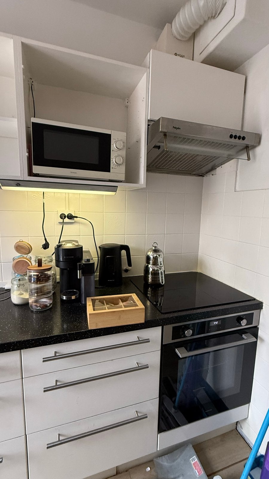 Inbouw kookplaat, oven, magnetron, Ophalen, Gebruikt, Wit, Enkelwandige keuken