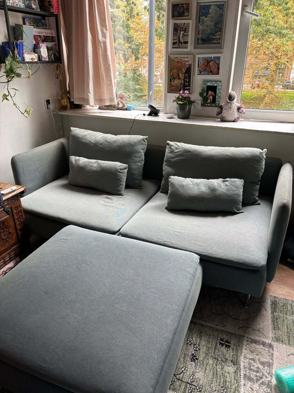 IKEA SÖDERHAMN 2-zitsbank met poef, Huis en Inrichting, Ophalen, Gebruikt, 150 tot 200 cm, Tweepersoons