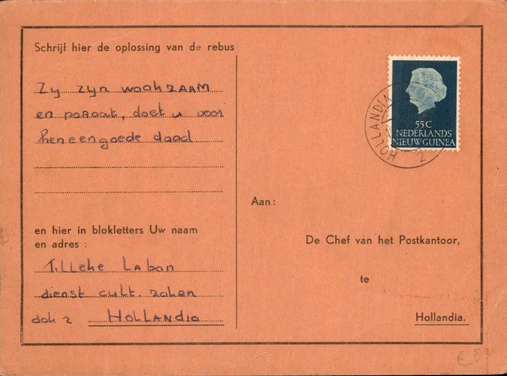 Nieuw Guinea - Rebus - 1962, Verzenden, Briefkaart