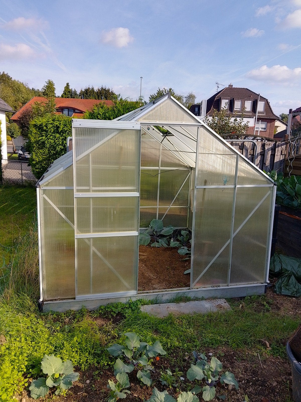 Kweekkas 250x250x205 cm met bodemframe, Tuin en Terras, Ophalen, Polycarbonaat, Kweekkas, Zo goed als nieuw