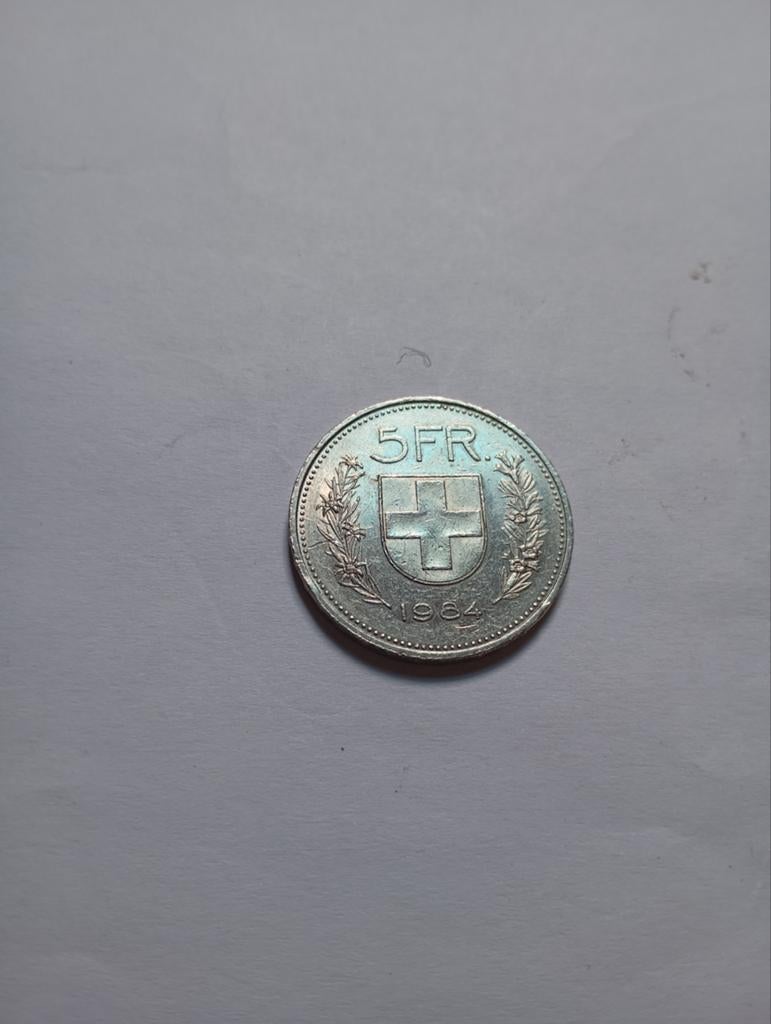 Vintage Zwitserse Munt 5 zfr franc, Antiek en Kunst, Ophalen of Verzenden
