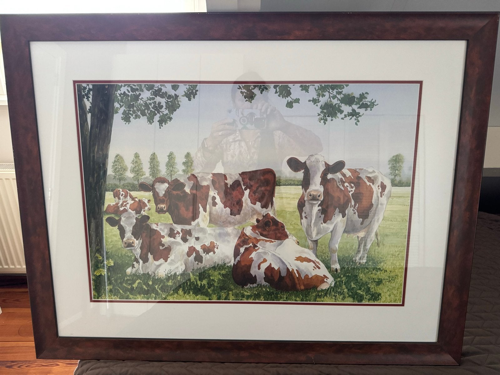 Schilderij 'Koeien in de wei' van Wiebe van der Zee (2003), Ophalen, Realistisch, Dieren, Gesigneerd